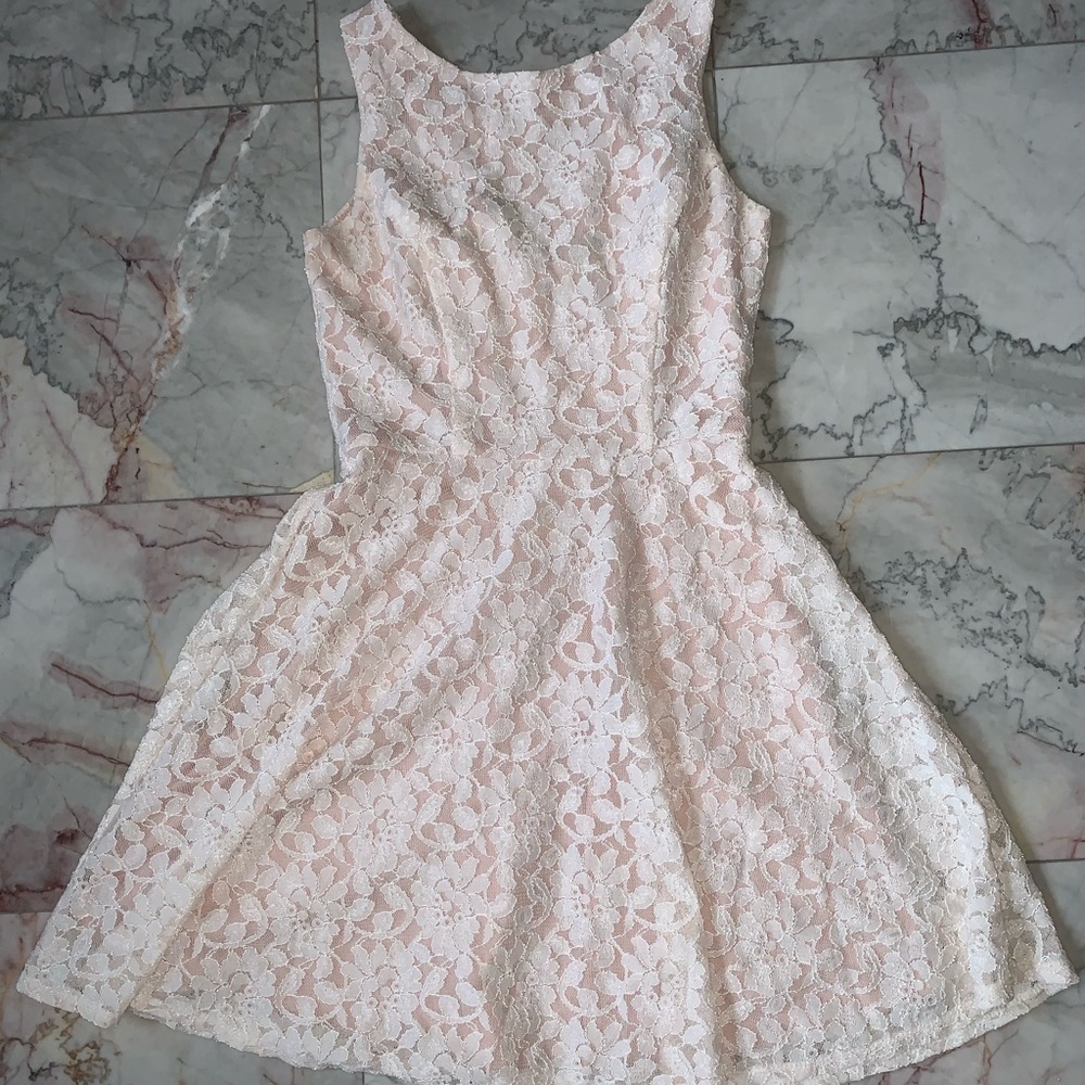 Pink Flare Lace Dress